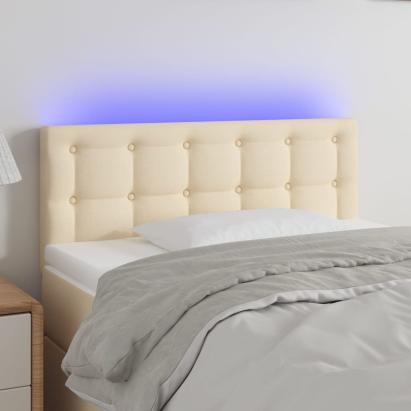 Tăblie de pat cu LED, crem, 100x5x78/88 cm, textil GartenMobel Dekor