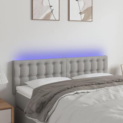 Tăblie de pat cu LED, gri deschis, 144x5x78/88 cm, textil GartenMobel Dekor