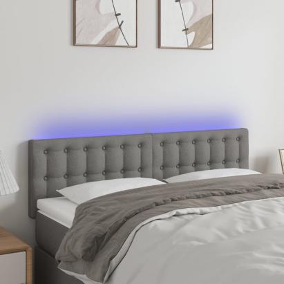 Tăblie de pat cu LED, gri închis, 144x5x78/88 cm, textil GartenMobel Dekor