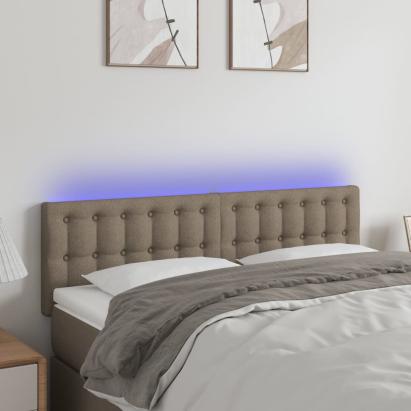 Tăblie de pat cu LED, gri taupe, 144x5x78/88 cm, textil GartenMobel Dekor