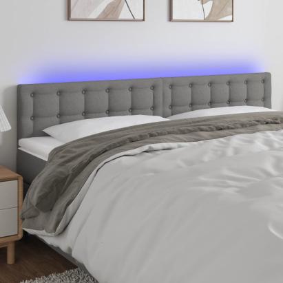 Tăblie de pat cu LED, gri închis, 160x5x78/88 cm, textil GartenMobel Dekor