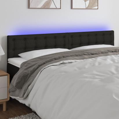 Tăblie de pat cu LED, negru, 160x5x78/88 cm, textil GartenMobel Dekor