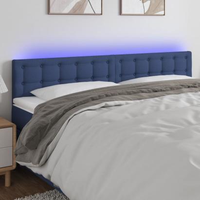 Tăblie de pat cu LED, albastru, 180x5x78/88 cm, textil GartenMobel Dekor