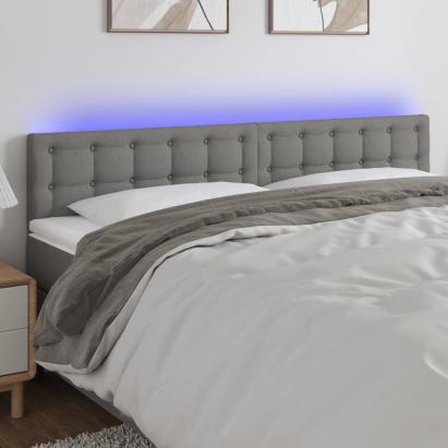 Tăblie de pat cu LED, gri închis, 200x5x78/88 cm, textil GartenMobel Dekor