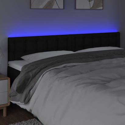 Tăblie de pat cu LED, negru, 200x5x78/88 cm, textil GartenMobel Dekor