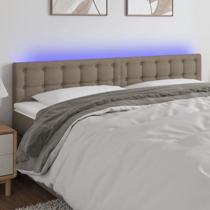 Tăblie de pat cu LED, gri taupe, 200x5x78/88 cm, textil GartenMobel Dekor