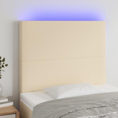 Tăblie de pat cu LED, crem, 80x5x118/128 cm, textil GartenMobel Dekor