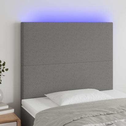 Tăblie de pat cu LED, gri închis, 90x5x118/128 cm, textil GartenMobel Dekor