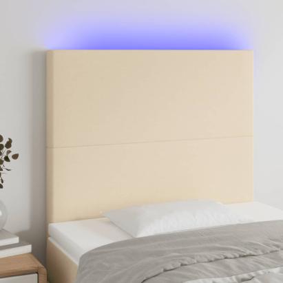 Tăblie de pat cu LED, crem, 90x5x118/128 cm, textil GartenMobel Dekor