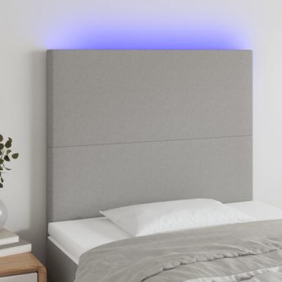 Tăblie de pat cu LED, gri deschis, 100x5x118/128 cm, textil GartenMobel Dekor