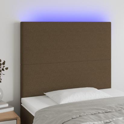 Tăblie de pat cu LED, maro închis, 100x5x118/128 cm, textil GartenMobel Dekor