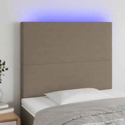 Tăblie de pat cu LED, gri taupe, 100x5x118/128 cm, textil GartenMobel Dekor