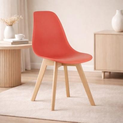 Scaun bucatarie/living, Artool, Kito, PP vermilion, picioare lemn natur, 46x54.5x80 cm GartenVIP DiyLine