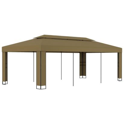 Pavilion cu acoperiș dublu, gri taupe, 3 x 6 m, 180 g/m² GartenMobel Dekor