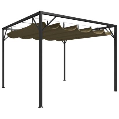 Pavilion grădină, acoperiș retractabil gri taupe 3x3 m 180 g/m² GartenMobel Dekor