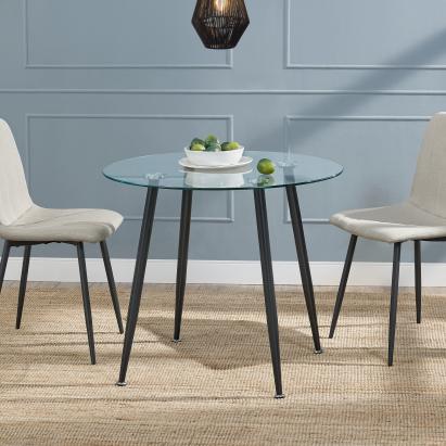 Masă rotundă din sticlă Humppila 87x75 cm, negru, [en.casa]