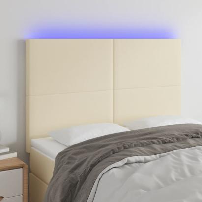 Tăblie de pat cu LED, crem, 144x5x118/128 cm, piele ecologică GartenMobel Dekor