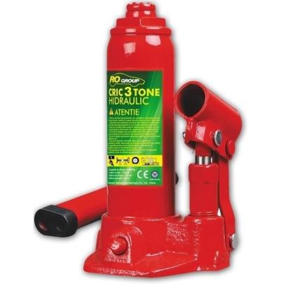 Cric hidraulic RoGroup 3T cu supapă de siguranță și bază stabilă