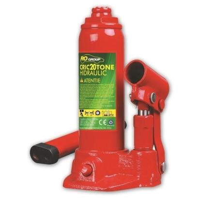 Cric hidraulic tip butelie RoGroup 20T, cu supapă de siguranță
