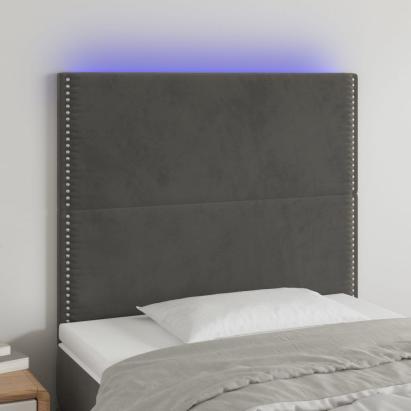 Tăblie de pat cu LED, gri închis, 100x5x118/128 cm, textil GartenMobel Dekor