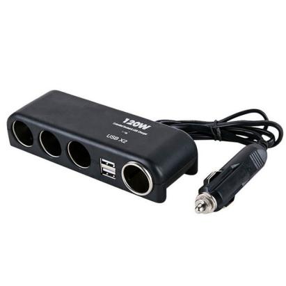 Priza bricheta auto cu 4 sloturi si 2 porturi USB 3.1A, 120W