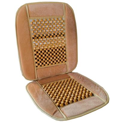 Husă pentru scaun auto RoGroup cu bile din lemn, bej, 90 x 44 cm