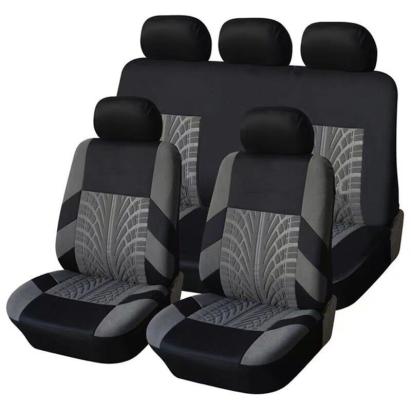 Set huse scaune auto RoGroup Mesh, 9 piese, textil elastic, gri-negru