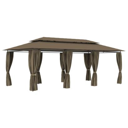 Pavilion cu perdele, gri taupe, 600 x 298 x 270 cm, 180 g/m² GartenMobel Dekor