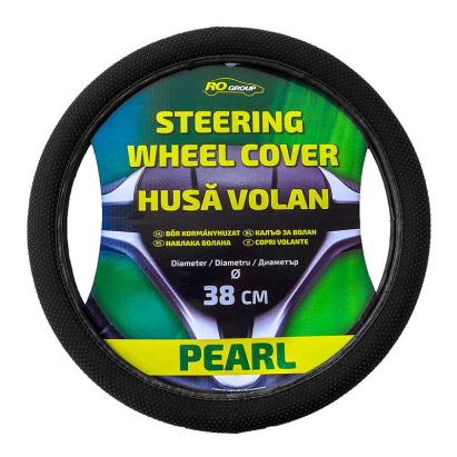 Husă pentru volan RoGroup Pearl 38 cm, neagră, confort și protecție