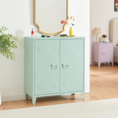 Dulap metalic Oripää cu 2 uși și raft reglabil, verde pastel, 90x80x33 cm