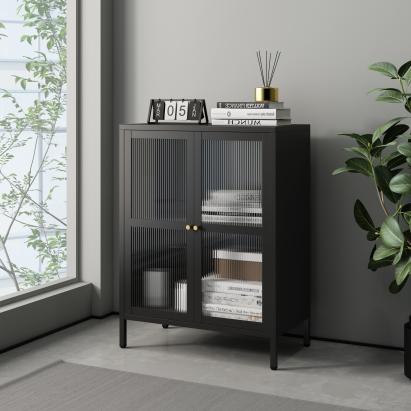 Sideboard Säkylä 84x64x35cm Schwarz [en.casa]