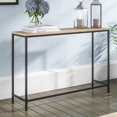 Masă consolă pentru hol Kronoby 100x30x80 cm, negru și stejar