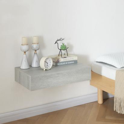 Raft de perete cu sertar aspect beton 60 cm pentru dormitor