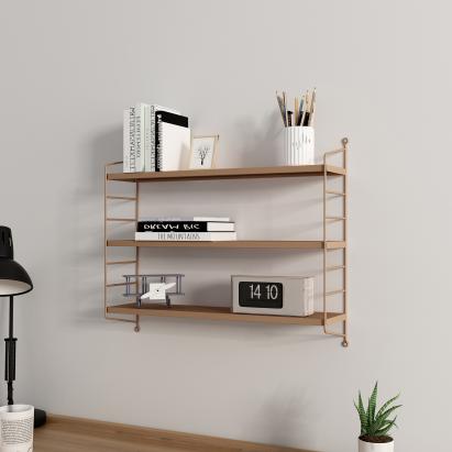 Raft de perete modular maro deschis cu 3 polite Strängnäs [en.casa]