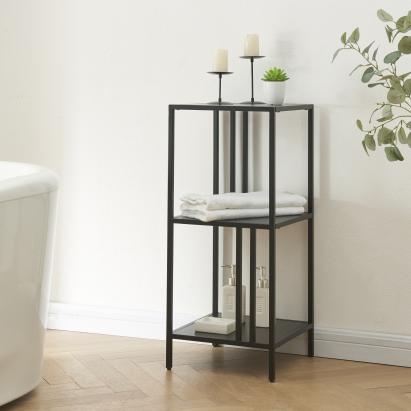 Raft baie cu 3 polite Kumlinge, metal negru, 35x35x80 cm