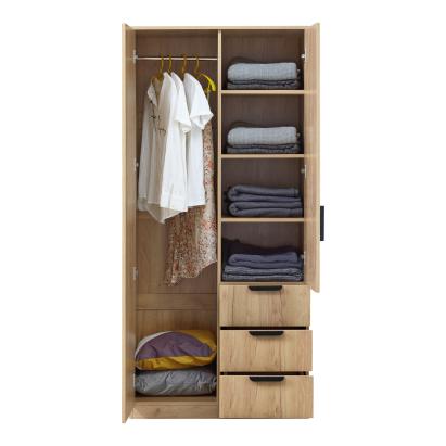 Dulap pentru haine Eiselfing, stejar, 2 uși și 3 sertare, 176x80x52 cm