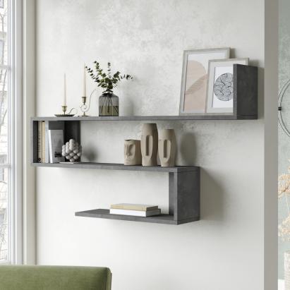 Wandregal Kitee 120 x 14,5 x 71,5 cm Betonoptik [en.casa]