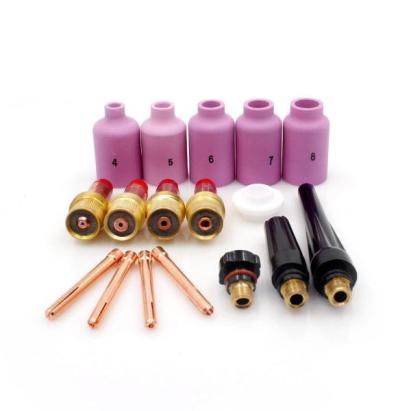 Set accesorii pistolet TIG/WIG cu lentile de gaz, 17 piese compatibile SR 17/18/26