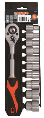 Set de capete 1/2" cu clichet, 11 bucati, cod 16207