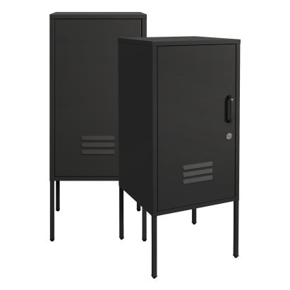 Nachtschrank Hausjärvi 2er Set 82x35x35 cm Stahl Schwarz [en.casa]