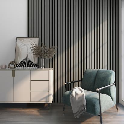 Set 12 panouri acustice decorative Vang 120x60 cm, stejar si gri deschis