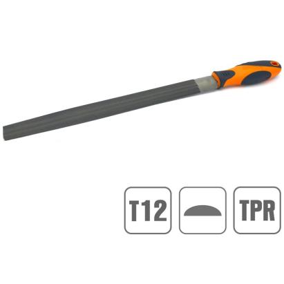 Pilă semirotundă 200 mm KENDO, rugozitate nr. 2, mâner ergonomic TPR