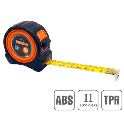 Ruleta cauciucata 3 m cu carcasa ABS+TPR si banda 16 mm