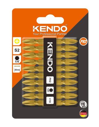 Set 10 biti de surubelnita PH2 65 mm cu cap dublu din otel S2 KENDO