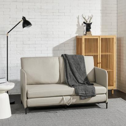 Schlafsofa Soini mit Liegefunktion Beige [en.casa]