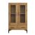 Vitrină living cu 2 uși din sticlă și sertar, stejar, 70x31x115 cm