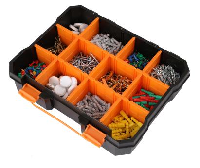 Organizator din plastic 3 în 1 interblocabil, stivuibil, cu capac transparent