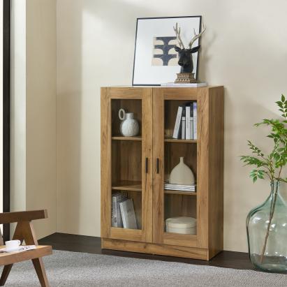 Vitrinenschrank Sorø 80x31x115cm Eiche [en.casa]