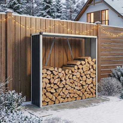 Suport lemne de foc Kalmar din oțel galvanizat, antracit, 158x47x152 cm
