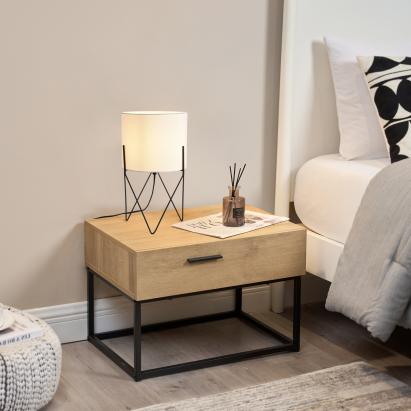 Lampă de masă Slough albă cu cadru metalic negru, E14, 37,5 cm